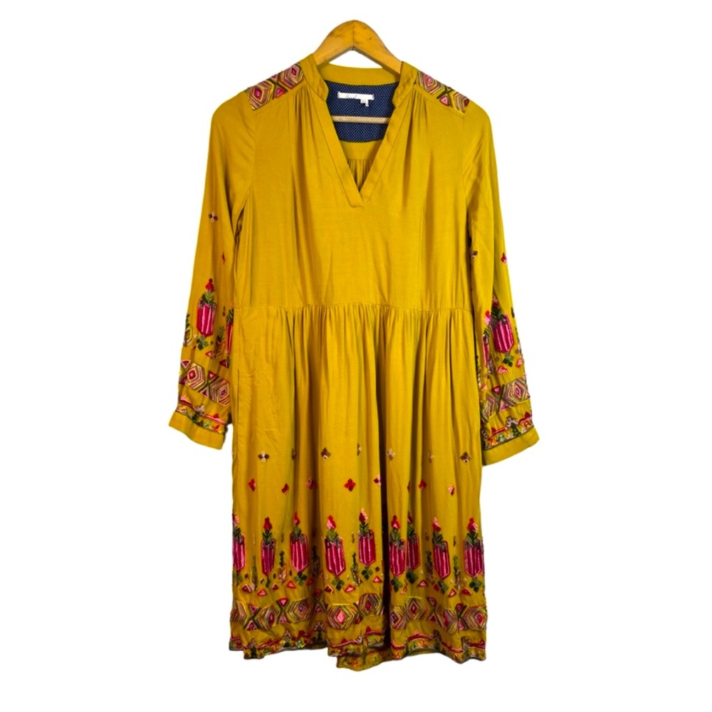 Floreat Anthropologie Raella Embroidered Colorful Floral Tunic Long Sleeve Sz XS